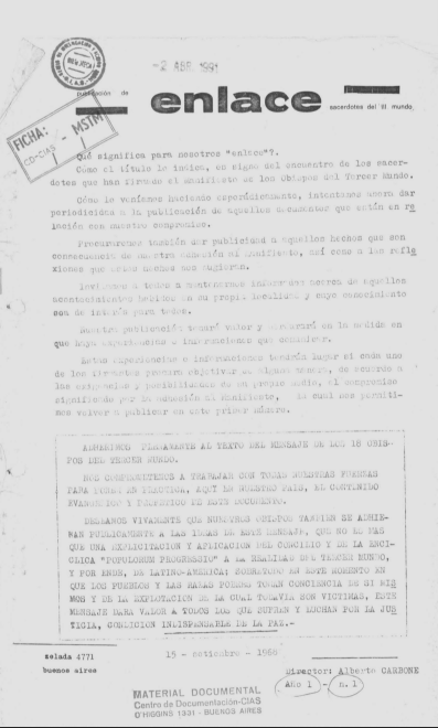 Tapa de la revista Enlace Año 1, número 1